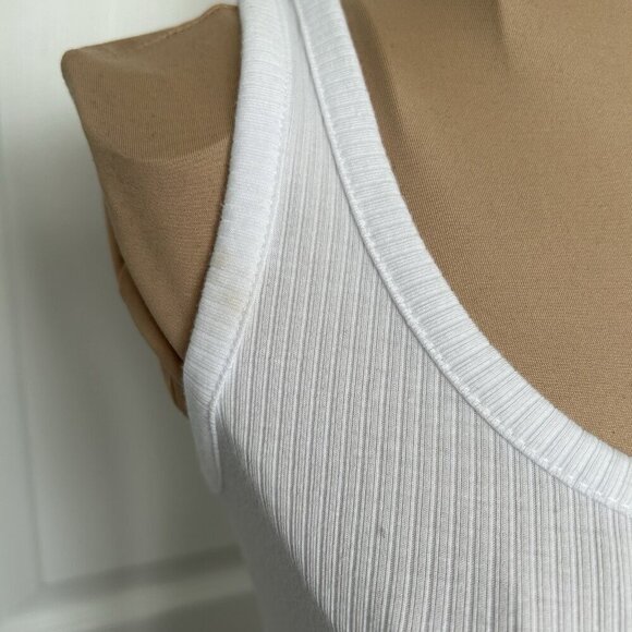 Madewell Optic White Sleeveless Scoop Neck Modal Drapey Rib Knit Tank Top Sz XS - Picture 8 of 8